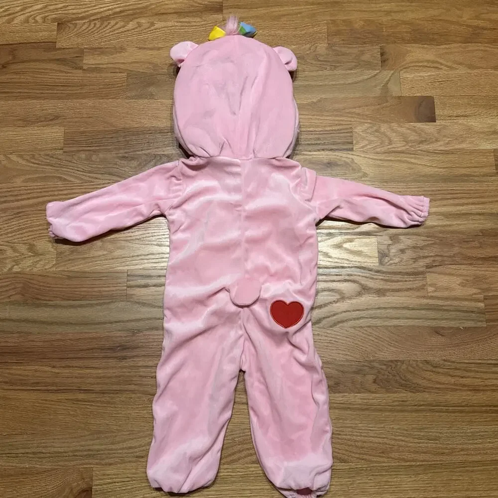 Cheer Bear Kids Care Bears Halloween Costume Size 2T Pink Rainbow 1 Piece Plush
